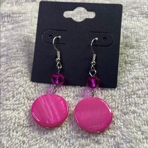 Pink Dangle Earrings Fish Hook
